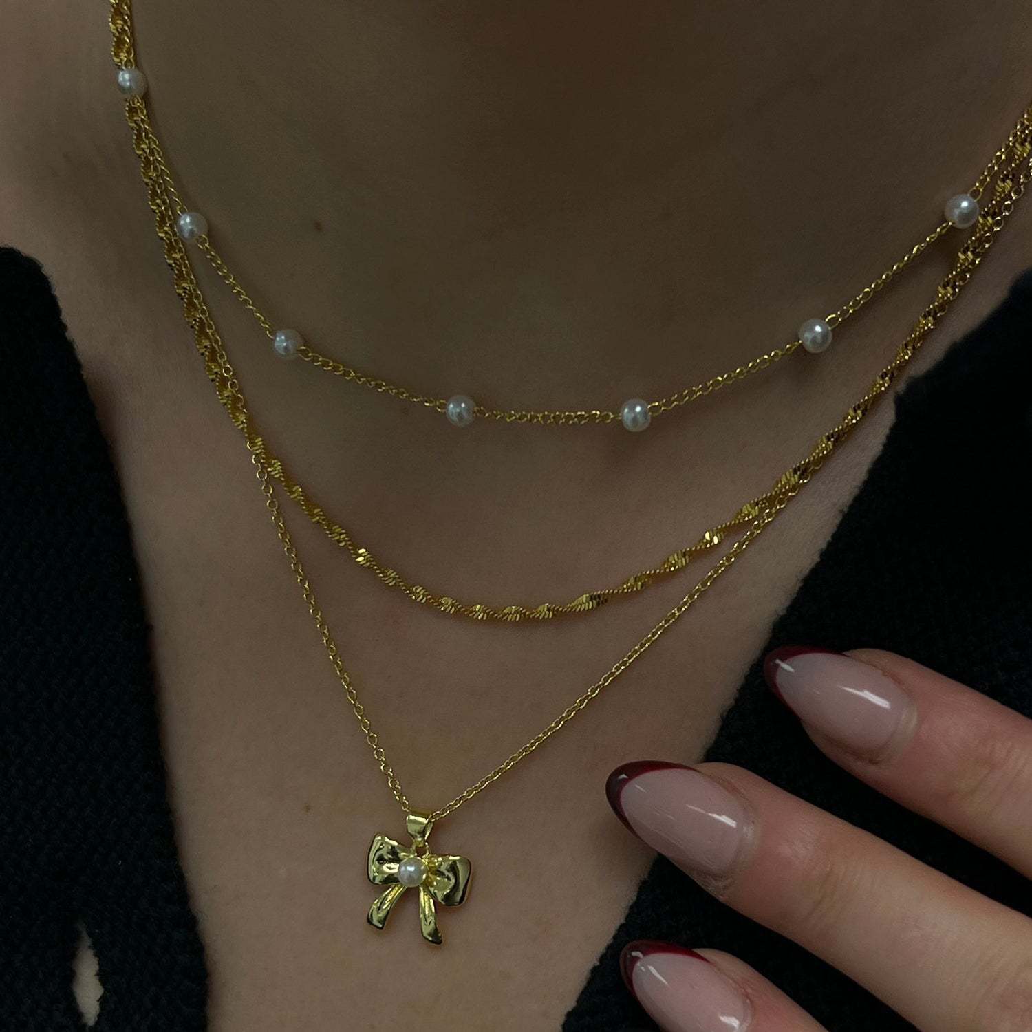 Women's Fashion Bowknot Necklace Earrings