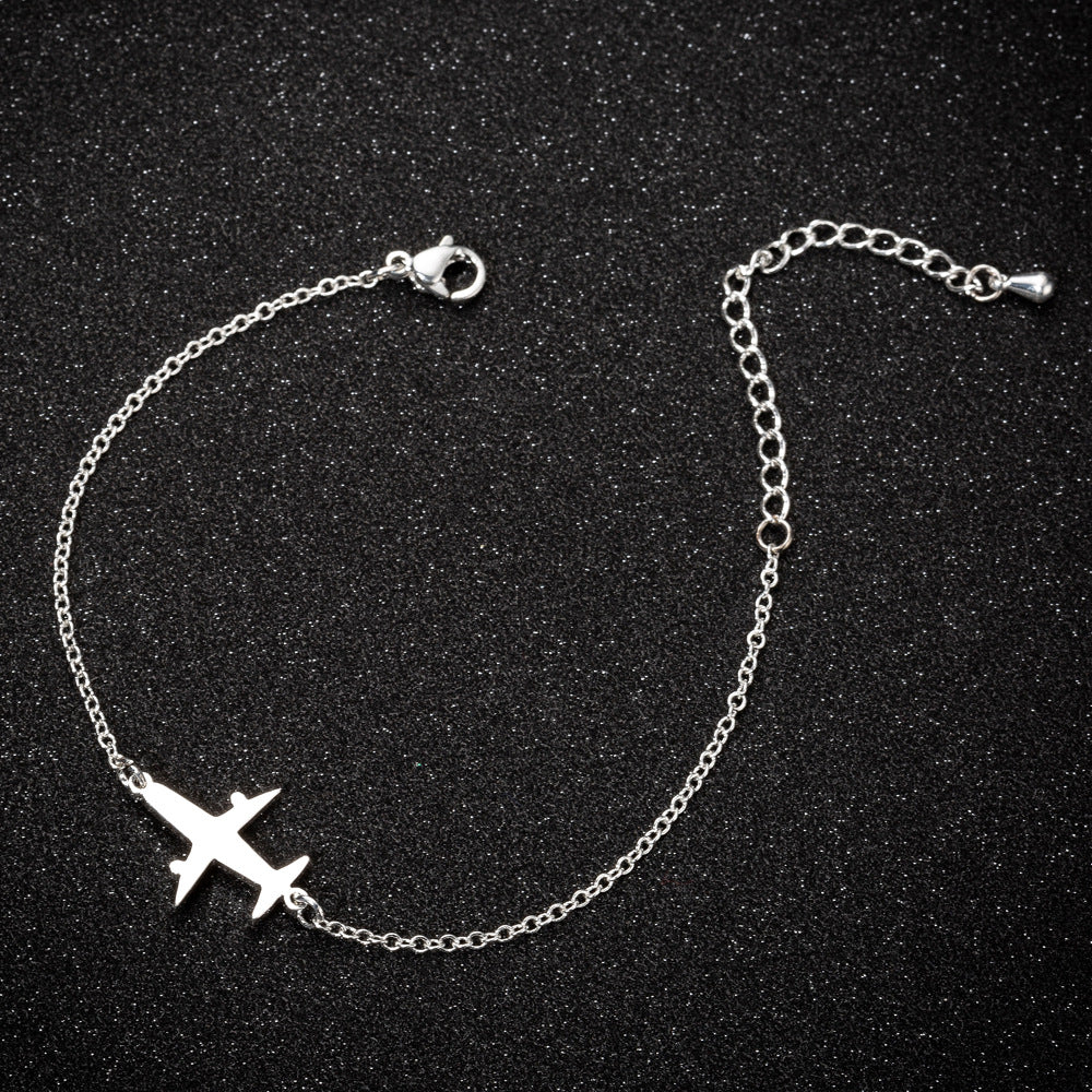Edelstahlarmbänder Schlichtes Flugzeugdesign Anhänger Ketten Mode Charms Armband für Damen Schmuck Party Geschenke