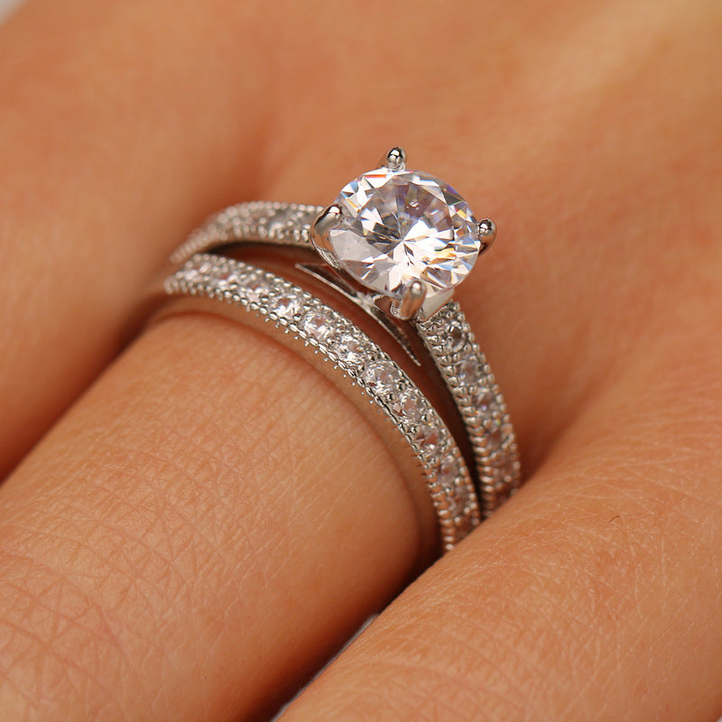 Anillo de plata con zirconias combinables para parejas
