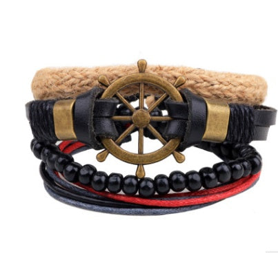 Pulseras y brazaletes de cuero con cuentas de moda