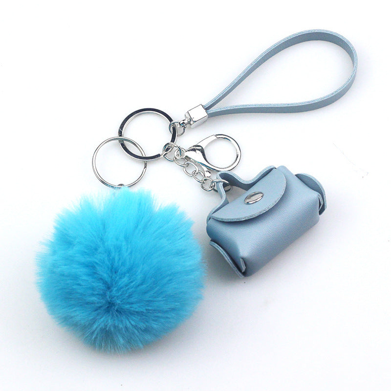 Llavero de bolso de cuero creativo con adornos de moda