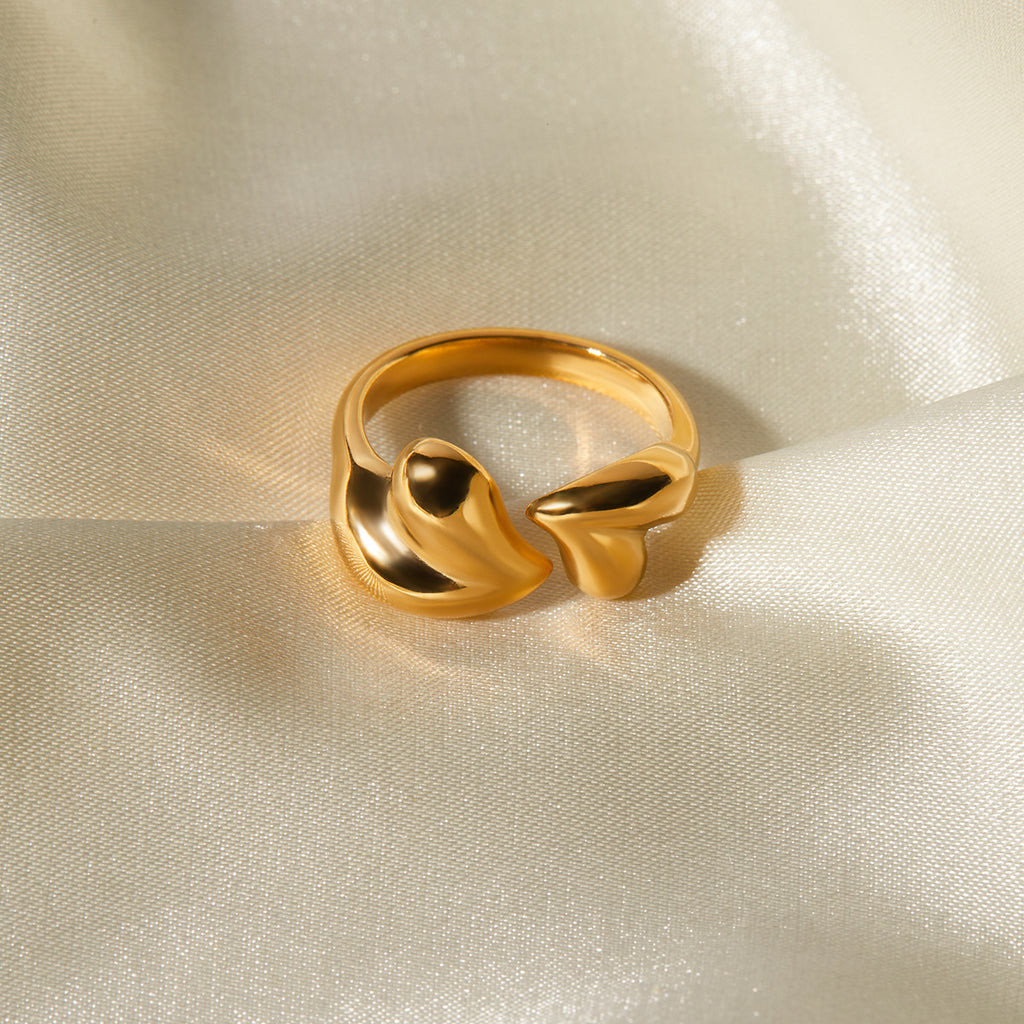 Anillos Abiertos de Acero Inoxidable con Forma de Corazón Asimétrico, Regalos de Joyería Romántica para el Día de San Valentín para Mujeres, Joyería de Moda
