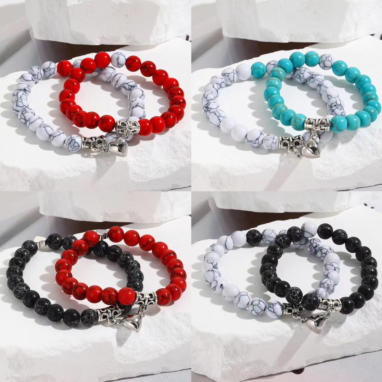 Creative All-match Heart-shaped Magnetic Beaded Couple Bracelet