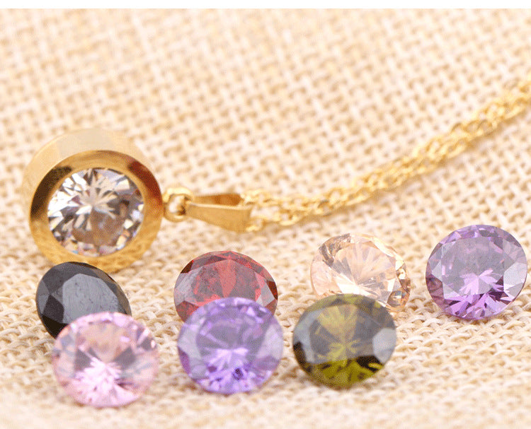 Collar de acero de titanio con diamantes de 8 colores