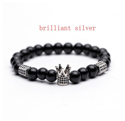 Naturstein Mikro-Krone eingelegtes Kupferarmband weiß Zirkon Armband Perlen Armband Schmuck Handel Stromlieferanten Beschaffung