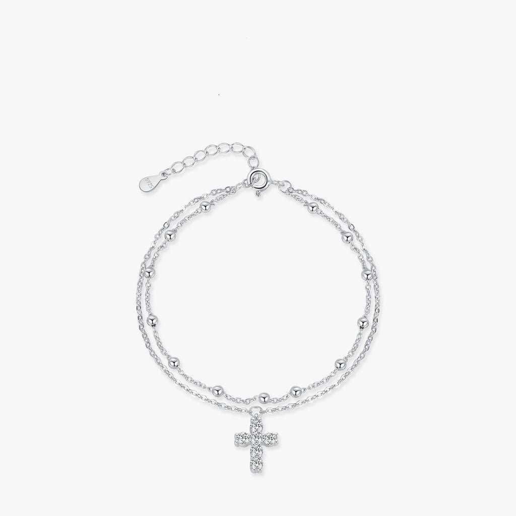 Damen-Doppelschicht-Kreuz-Kopfloses Armband
