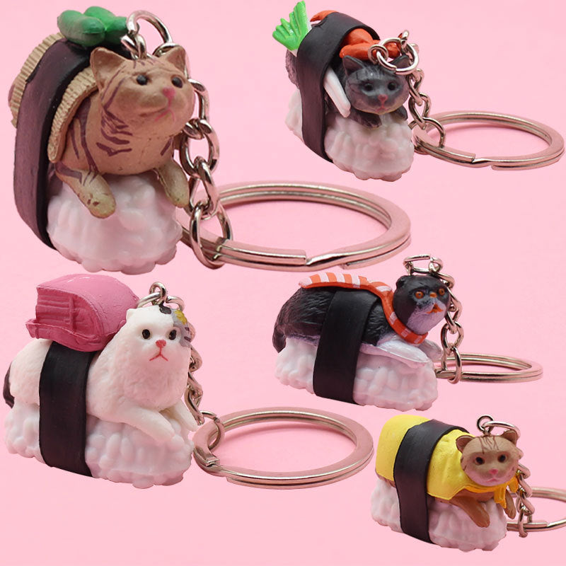 Lindo Colgante de Ropa de Bolsa de Gato de Sushi
