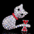 Lebhafte Stolz-Katzenbrosche für Partys, Muschel, Metallkrone, blauer Kristall, Emaille-Anstecknadel, schwarze Tierbrosche für Frauen, Schmuck-Accessoires