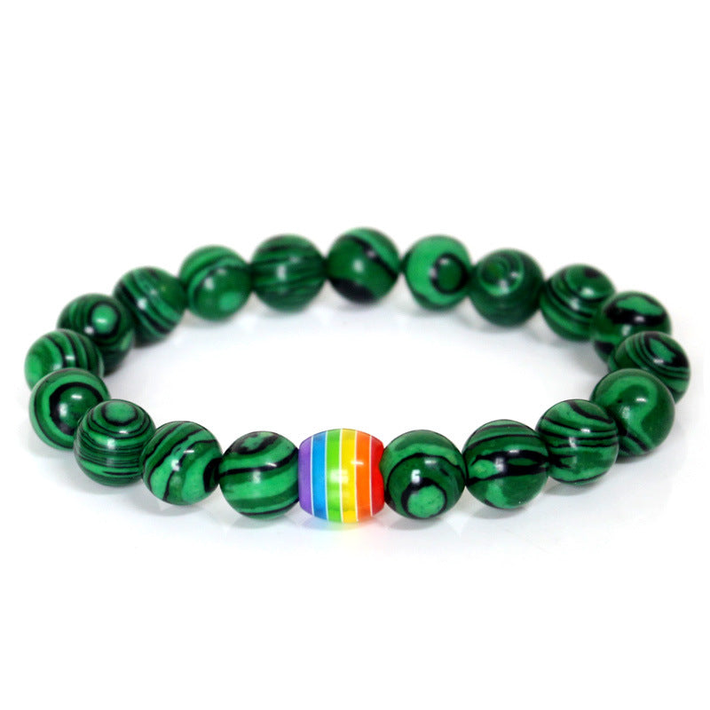 Regenbogen Perlenarmband Stolz Naturstein Strang Paar Armbänder