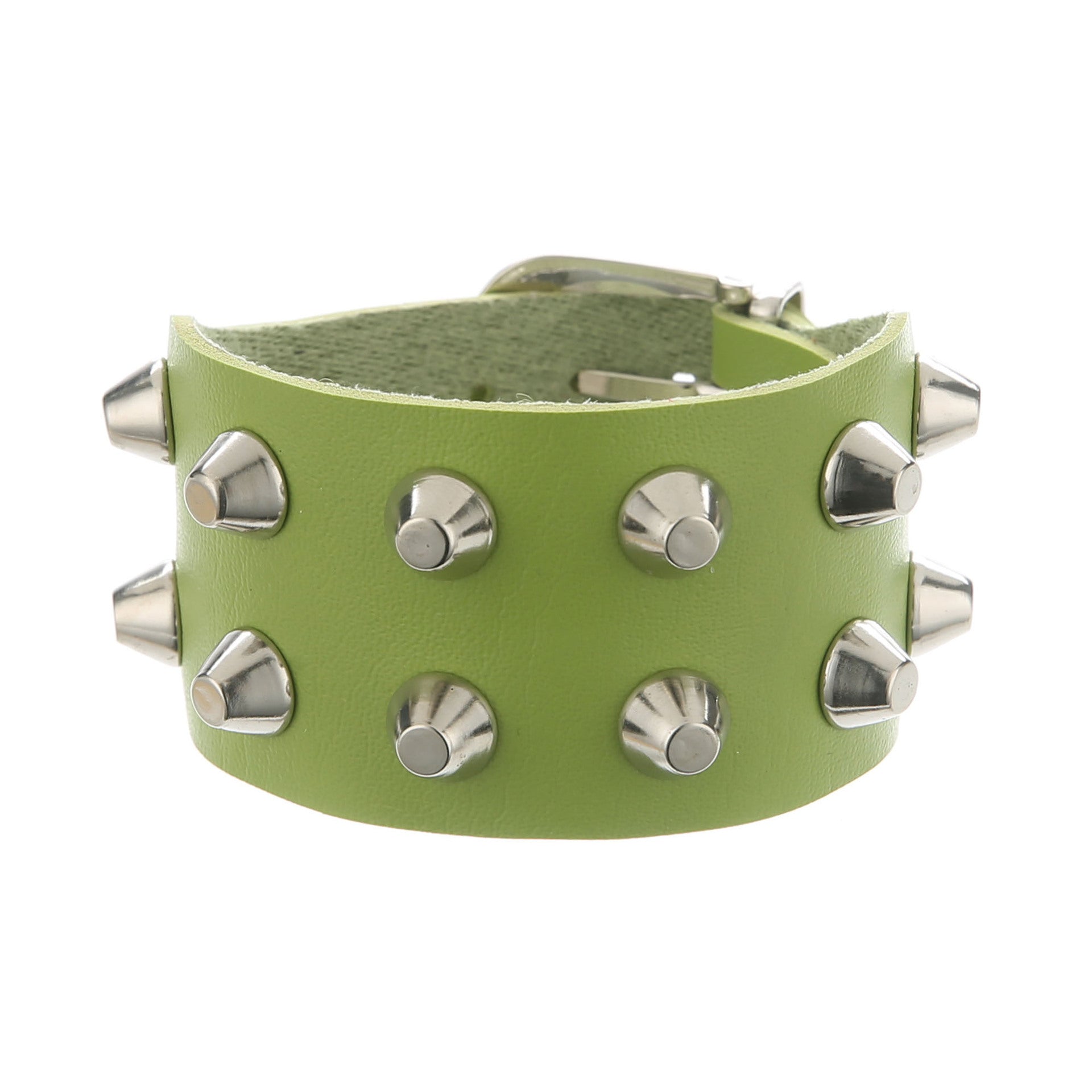 Metal Rock Double Row Flat Rivet Bracelet PU Bracelet