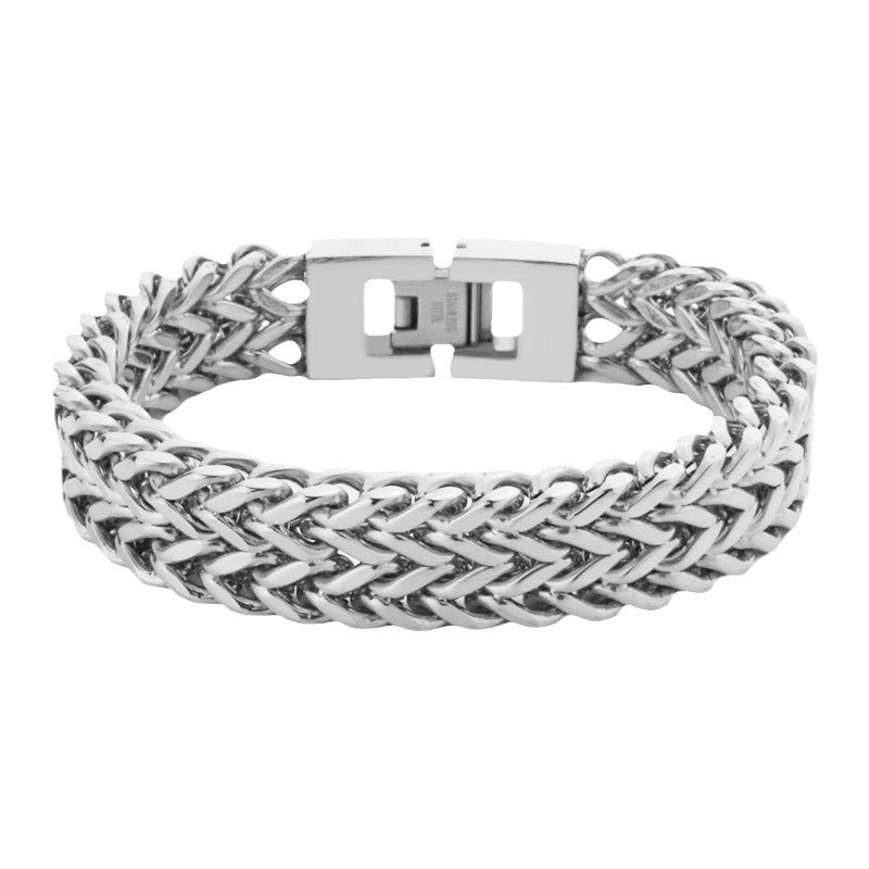 Edelstahlarmband Retro Doppelte Titan-Stahl-Kubakette