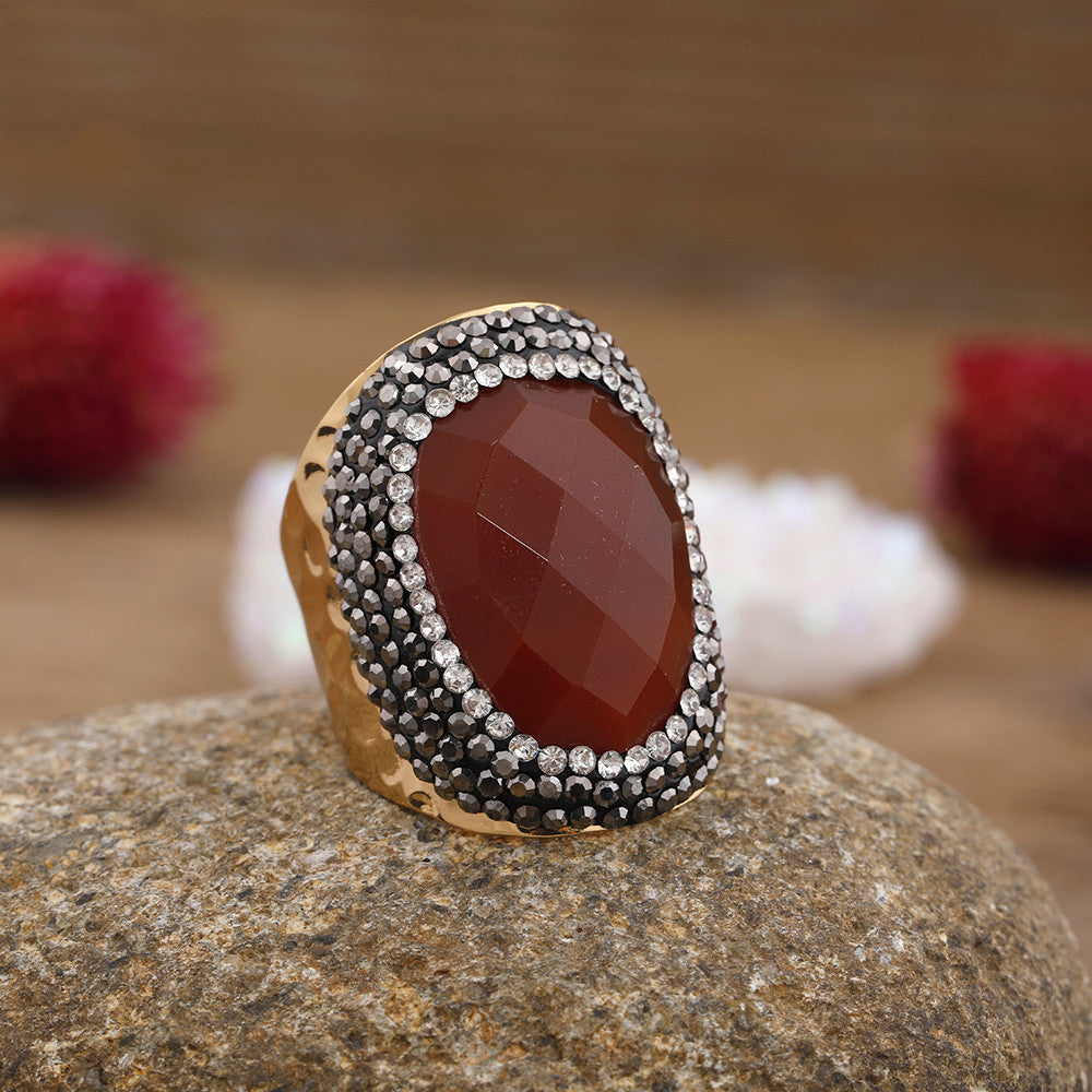Damen Strass Natur Türkis Ring Schmuck