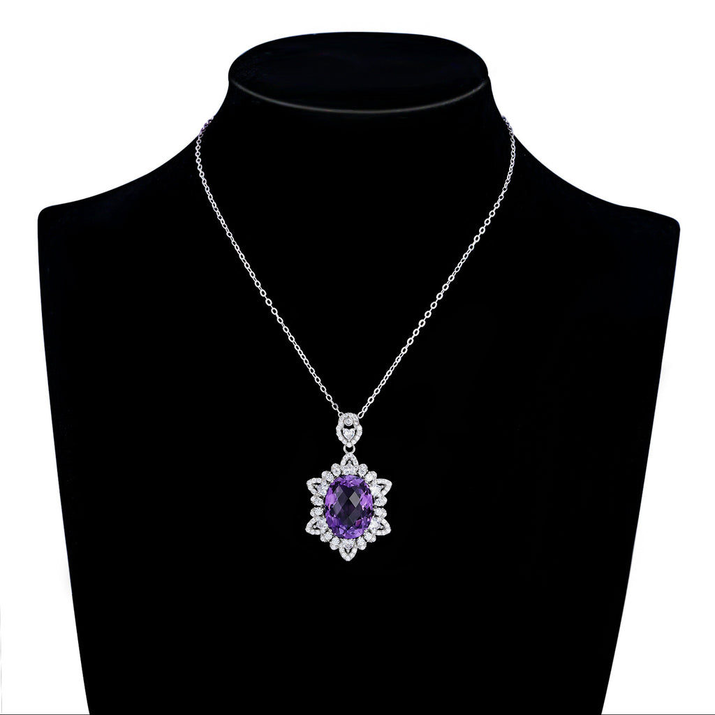 Collar de amatista natural de plata 925 para mujer