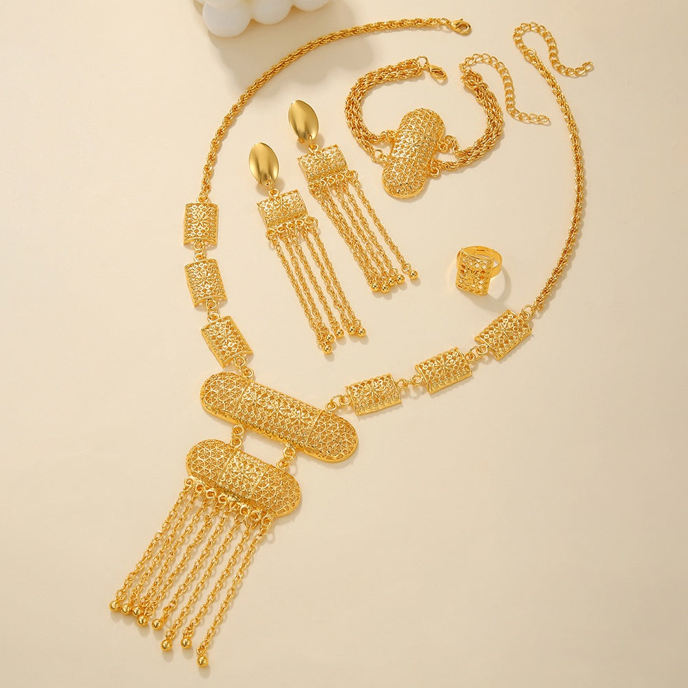 Braut Halskette Ohrringe Hohl Geschnitzter Schmuck