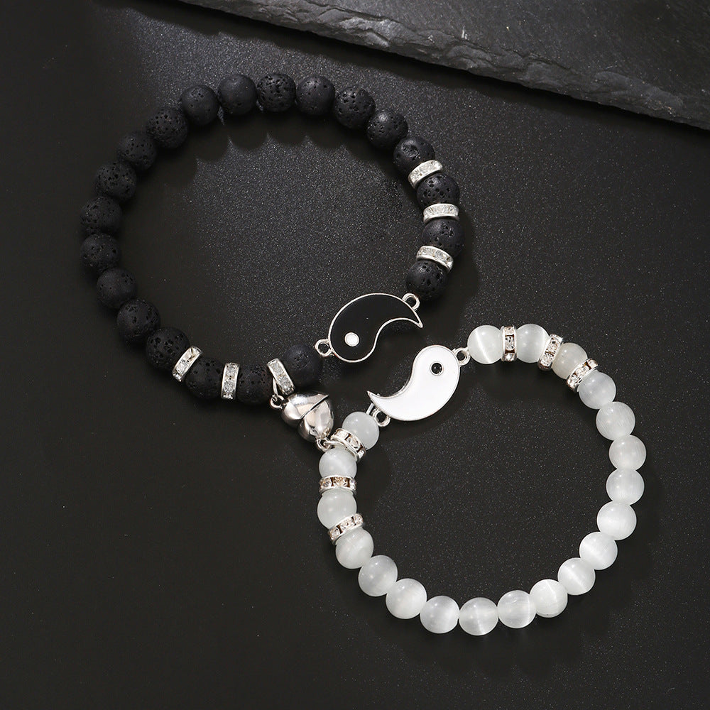 Love Magnet Bracelet Opal Volcano Yin Yang Tai Chi Bracelet