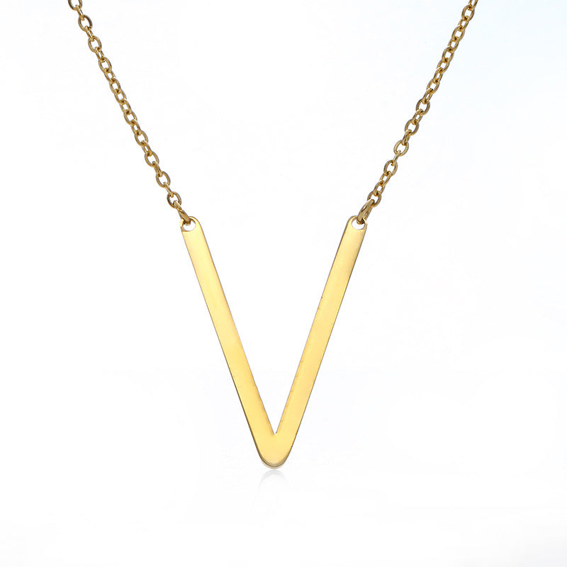 Fabuloso collar con colgante de letra inicial de acero inoxidable chapado en oro rosa