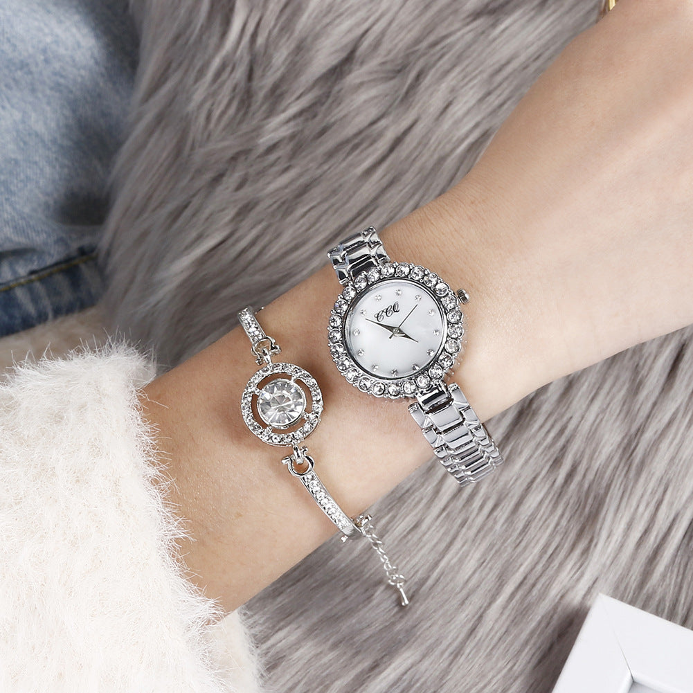 Traje de reloj con brazalete de diamantes de moda para mujer