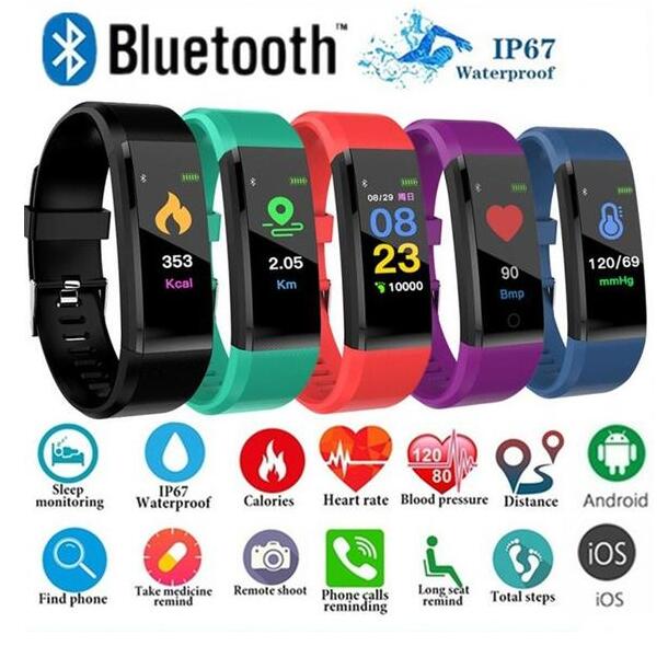 Smart Armband mit Bluetooth-Armband Herzfrequenzmesser Uhr Aktivität Fitness Tracker
