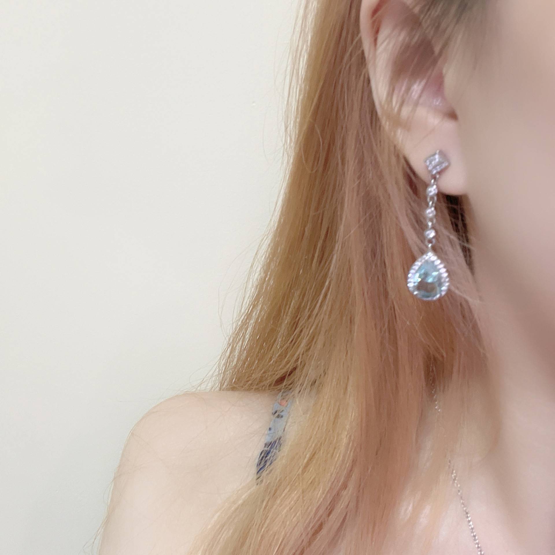 Meerjungfrauen Tränen Edelstein Halskette Leichter Luxus High-End Ohrstecker Schlichter Eleganter Designschmuck