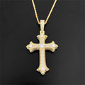 Kupfer eingelegte 5A Zirkon Kreuz Anhänger Halskette Ornament