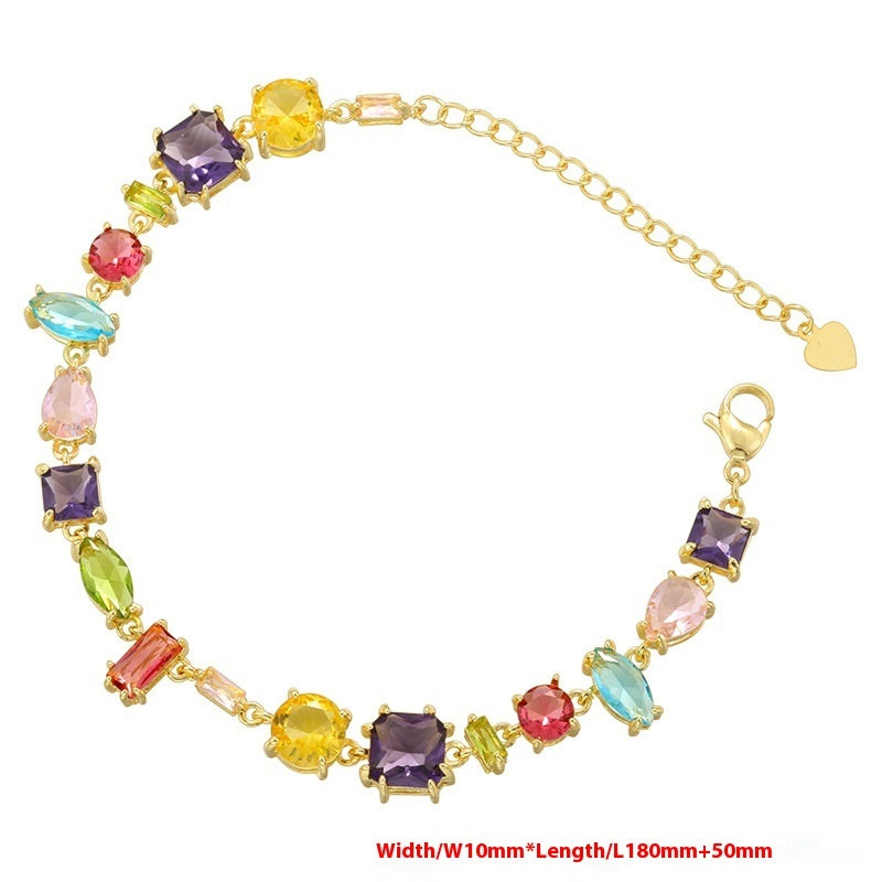 Cross-border Candy Color Special-shaped Zircon Stitching Bracelet Necklace