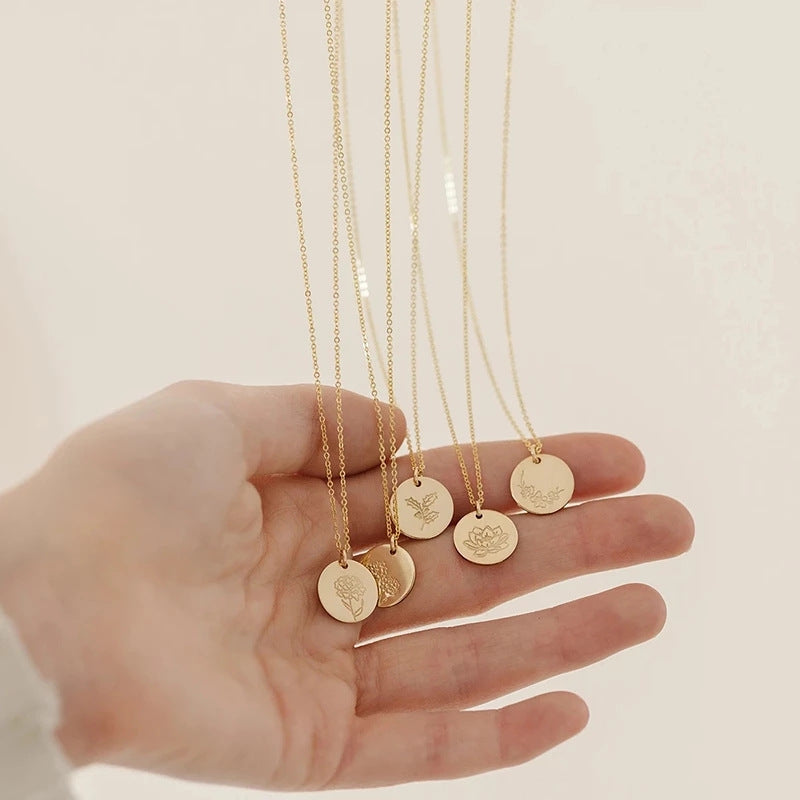 Colgante de collar con flor de cumpleaños