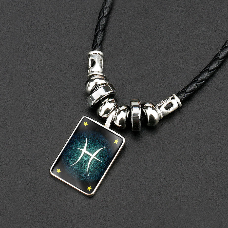 Obsidian Zodiac Couple Pendant Necklace