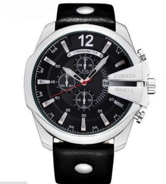 Modische Herrenuhr mit großem Zifferblatt und drei Hilfszifferblättern