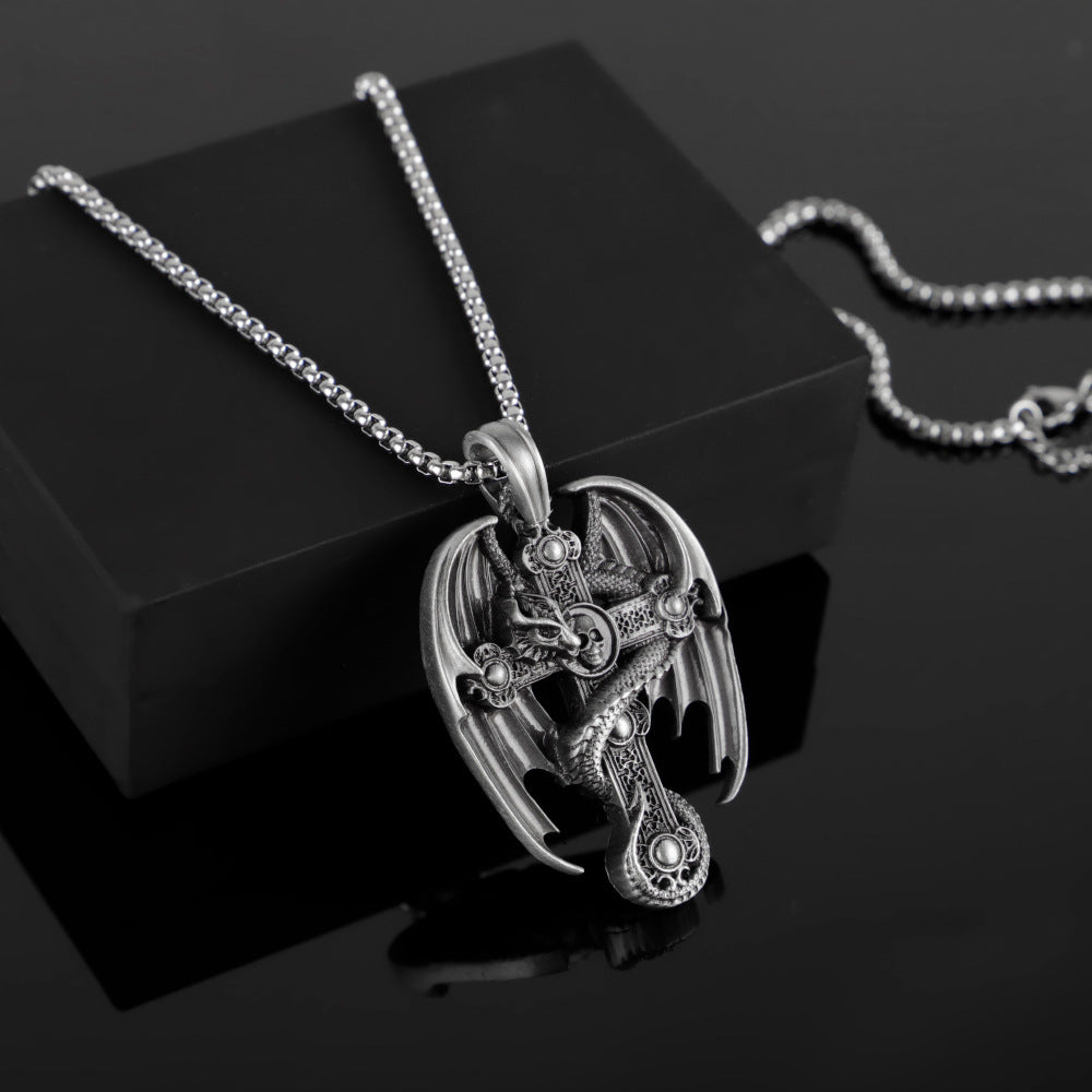 Herren Retro Edelstahl-Anhänger Pulloverkette