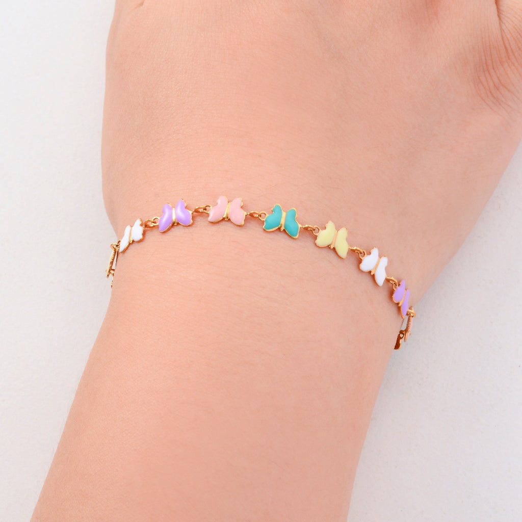 Edelstahl farbige Schmetterling Fünfstern Blume Armband