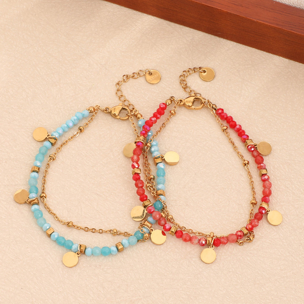 Französisches, handgefertigtes, exquisites kleines Armband mit runden Scheiben