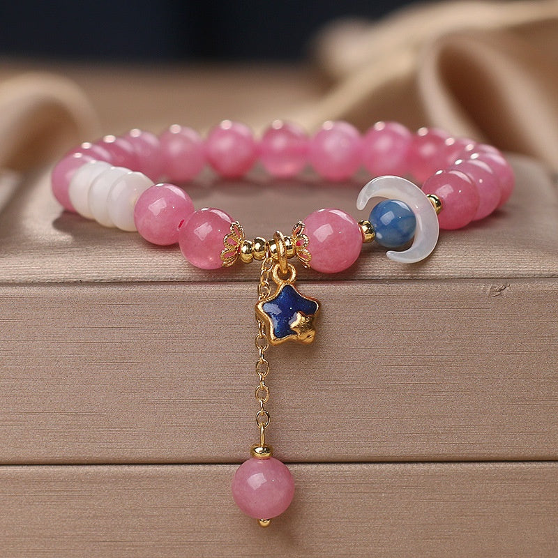 Natürlicher Turmalin Doppelring Armband Damen Light Luxury
