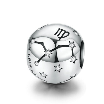 Cuentas de plata de ley 925 vintage del signo zodiacal Acuario para pulseras