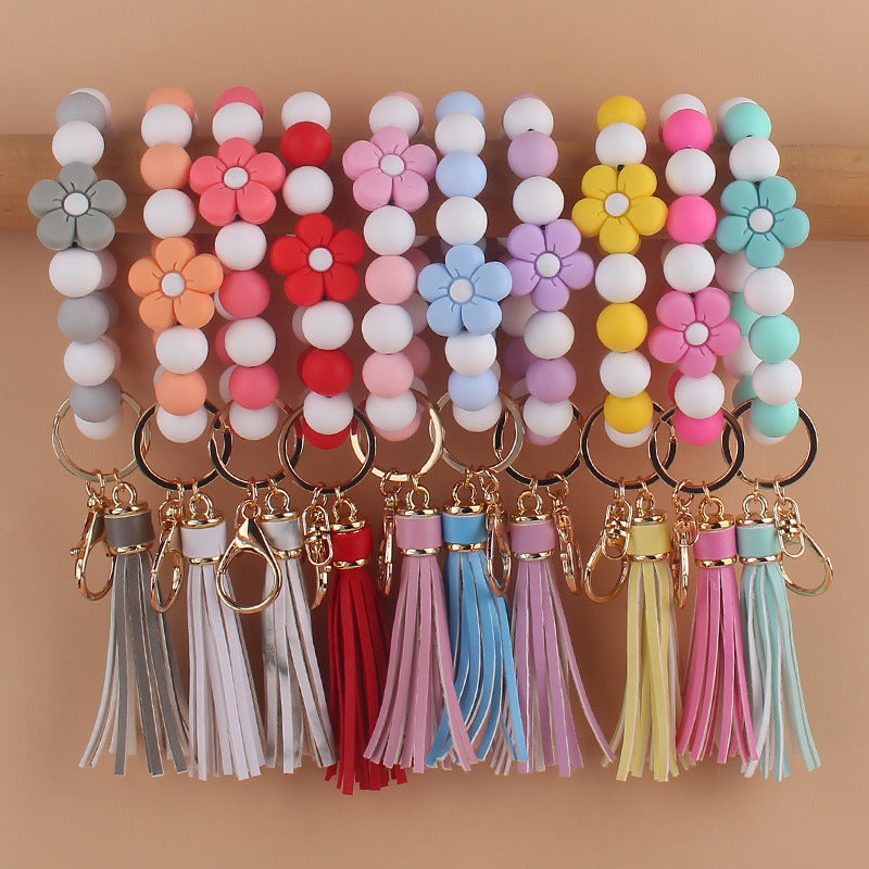 Llavero Pulsera de Silicona de Flores de Dibujos Animados