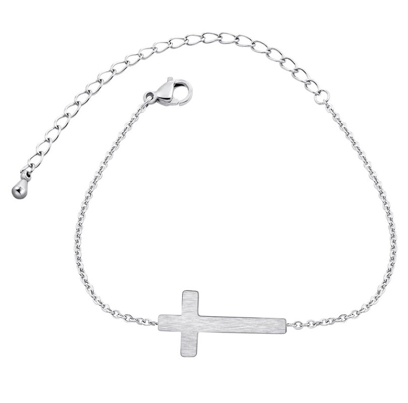 Pulsera Cruz Jesucristo Pulsera Plata Oro Regalo Dama de Honor Joyería Religiosa Acero Inoxidable