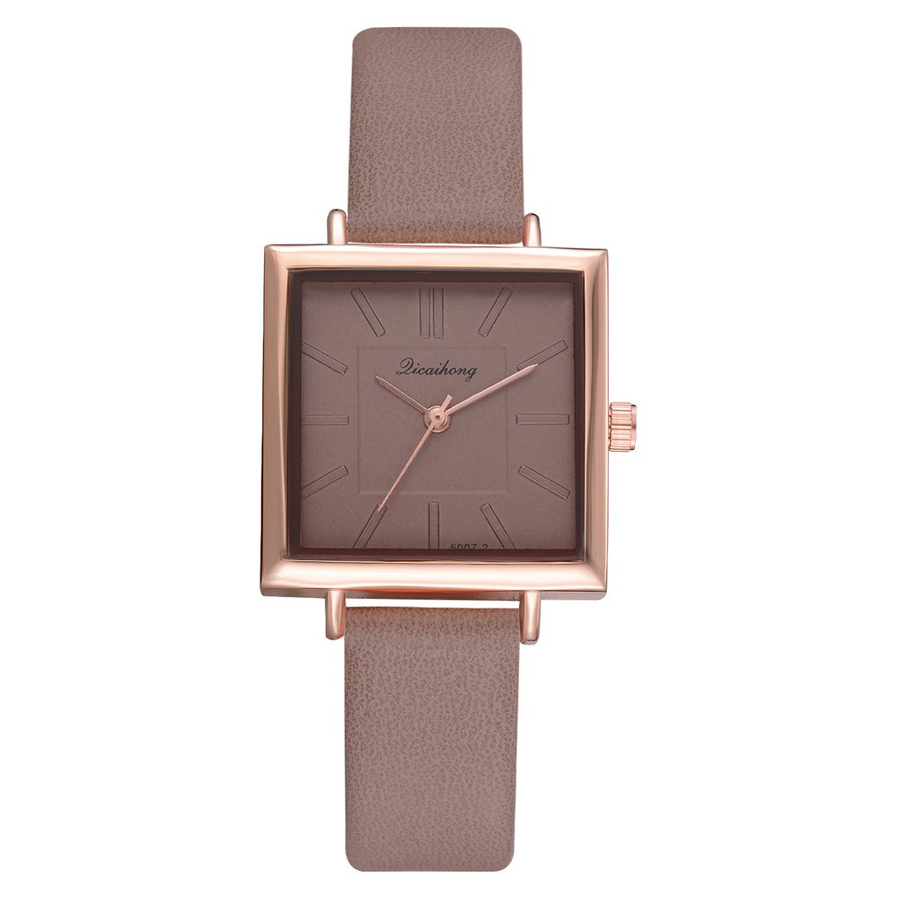 Pulsera Cuadrada de Cuero Contratado con Reloj de Cristal para Mujer, Relojes de Pulsera para Mujer, Reloj de Cuarzo para Señoras