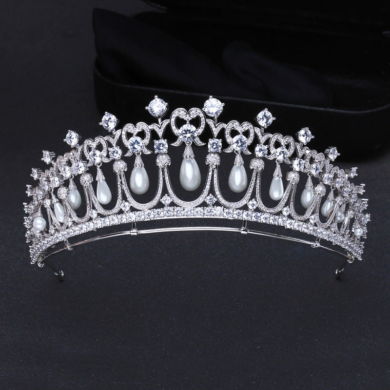 Haarschmuck Braut Hochzeit Zirkon Krone Perlen Tränen Hochzeit Tiara