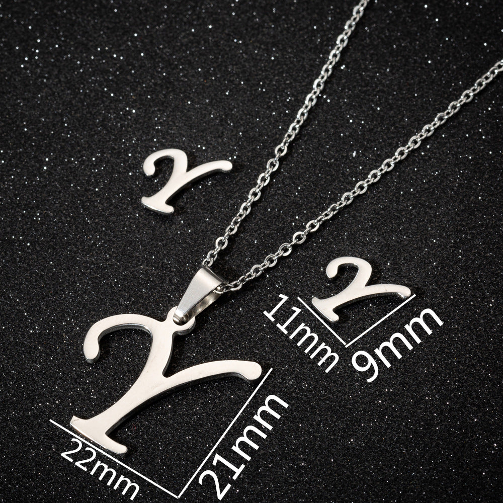 Edelstahl 26 Buchstaben Anhänger-Halsketten-Set
