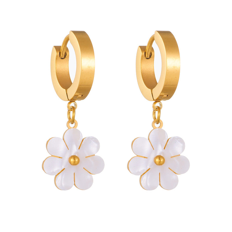 Modeschmuck Edelstahl Blumen Gänseblümchen-Halskette Doppellagige Halskette Ohrringe Schmuckset