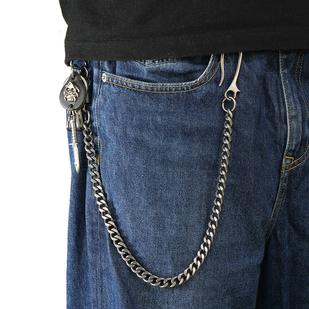 Cadena para la cintura de pantalón vaquero con colgante de daga bayoneta fantasma