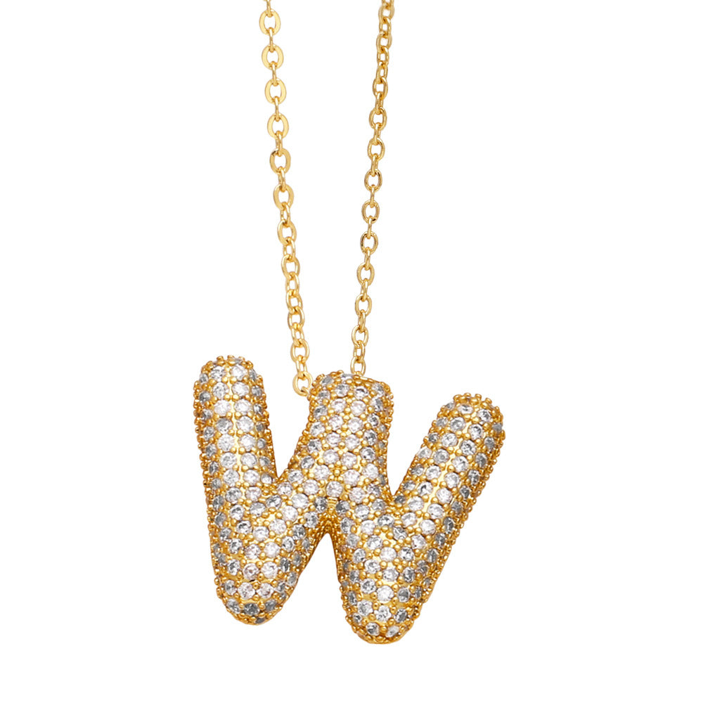 Collar con 26 letras inglesas para mujer con circonitas incrustadas