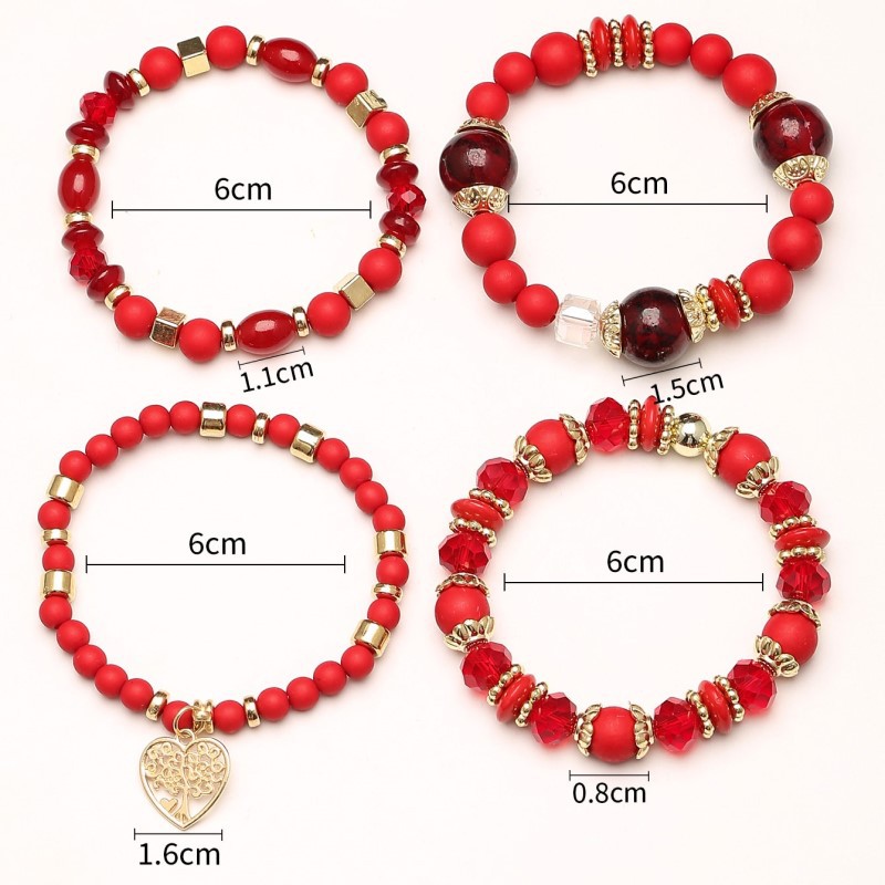 Pulsera multinevel con cristales en forma de corazón y estilo nacional bohemio