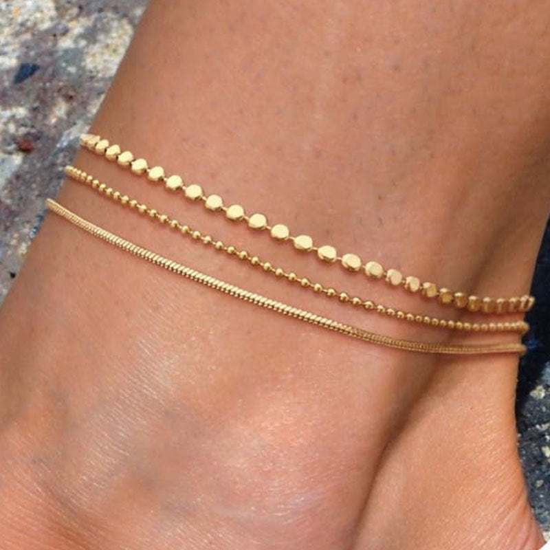 Strandfußschmuck 3-teilig Damen Retro Mehrlagig