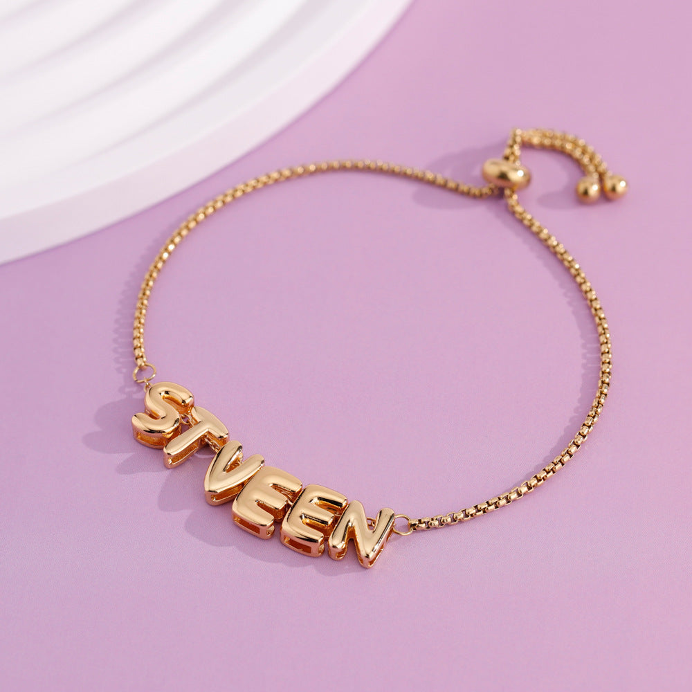 Letter Stretchable Bracelet 26 English Combination Wax Rope Bracelet