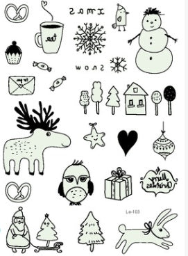 Tatuajes temporales fluorescentes que brillan en la oscuridad para Navidad