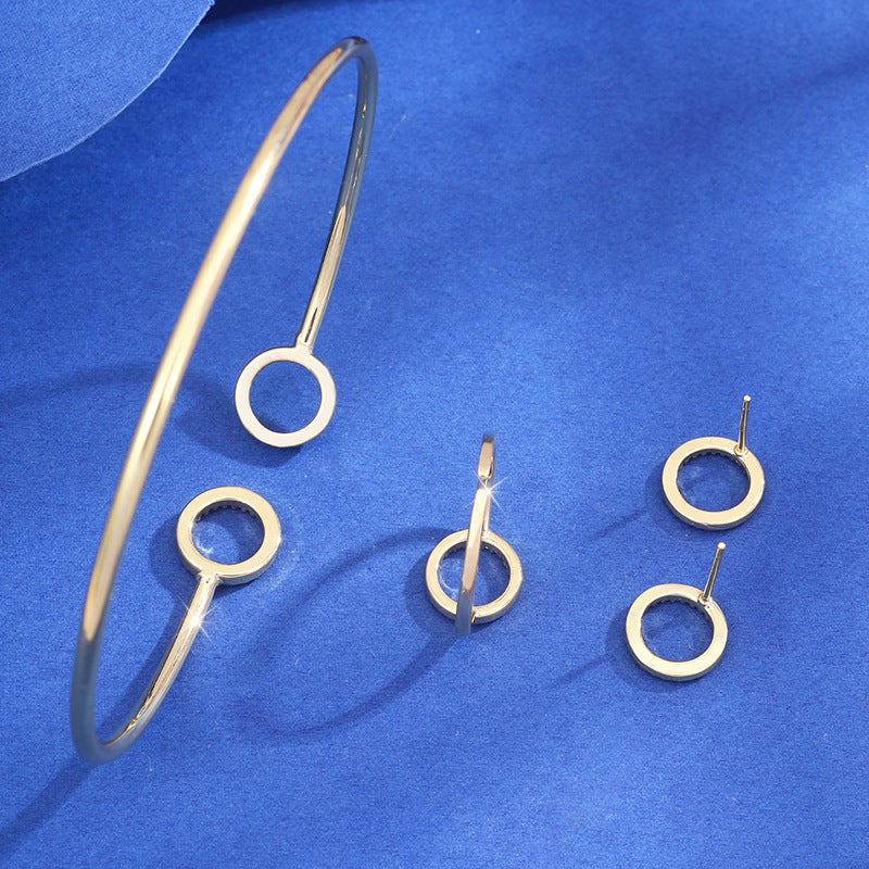 Mikro-Intarsien Vollbesetztes Armreif-Ohrstecker- und Ring-Set