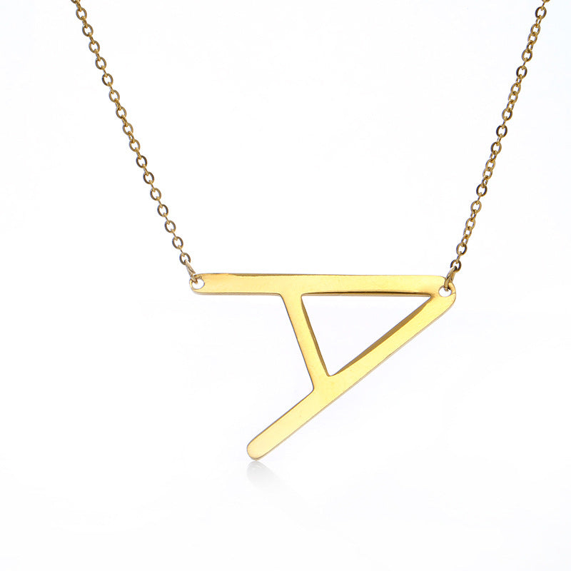 Fabuloso collar con colgante de letra inicial de acero inoxidable chapado en oro rosa