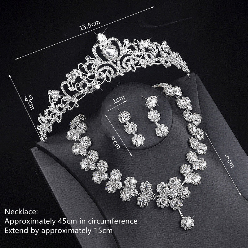 Braut Hochzeit Halskette Ohrringe Kopfschmuck Dreiteiliges Set