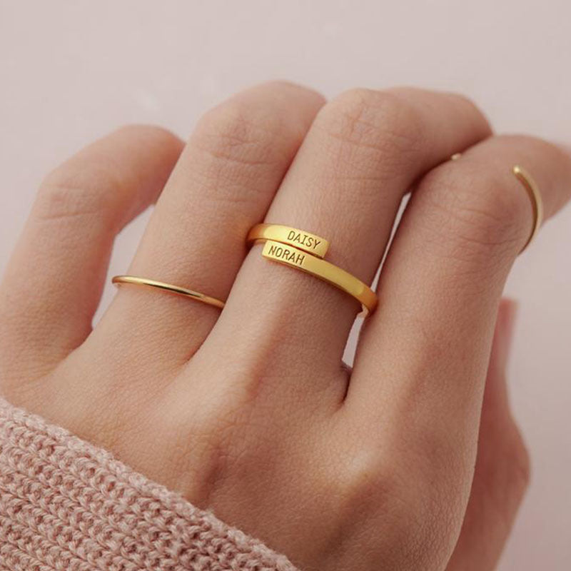 Personalisierter Name Ring Vergoldet Paar