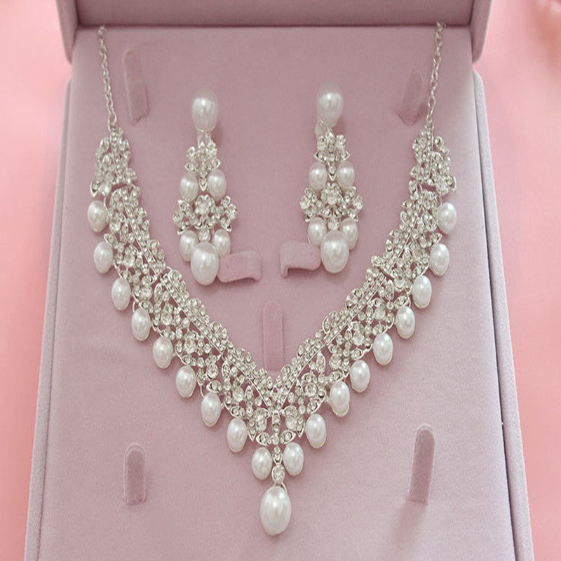 Perlenkette Brautkette und Ohrringset